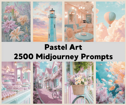 [ChillaxDesignsArt] 2500 промптов для создания пастельных изображений в Midjourney (2025)