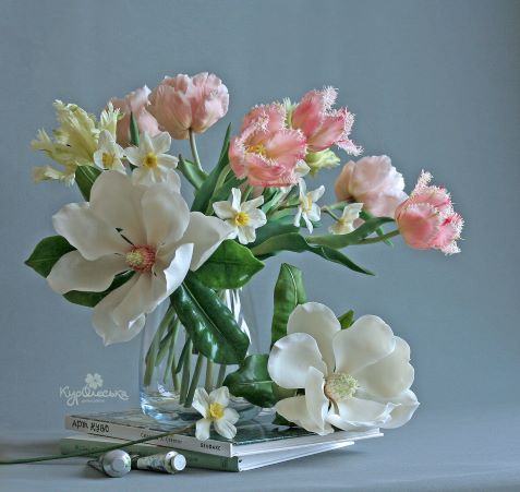 [Лепка] Олеся Богданович - Бахромчатый тюльпан из холодного фарфора (2022)