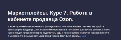 [Анастасия Эджингтон] [Stepik] Маркетплейсы. Курс 7. Работа в кабинете продавца Ozon (2023)